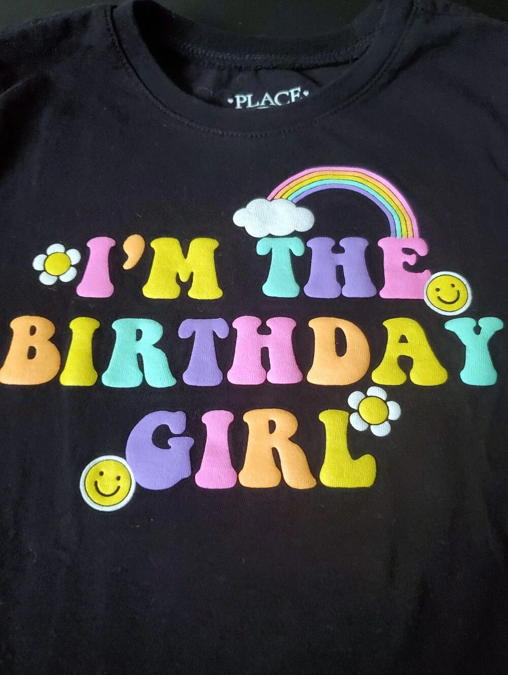 Children's Place Little Girl's Rainbow Birthday Puff Paint Graphic Tee